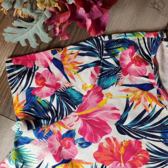 Time and Tru Tropical Floral Short Sleeve Tee Size XXXL 3XG 22 100% Cotton - Picture 8 of 9